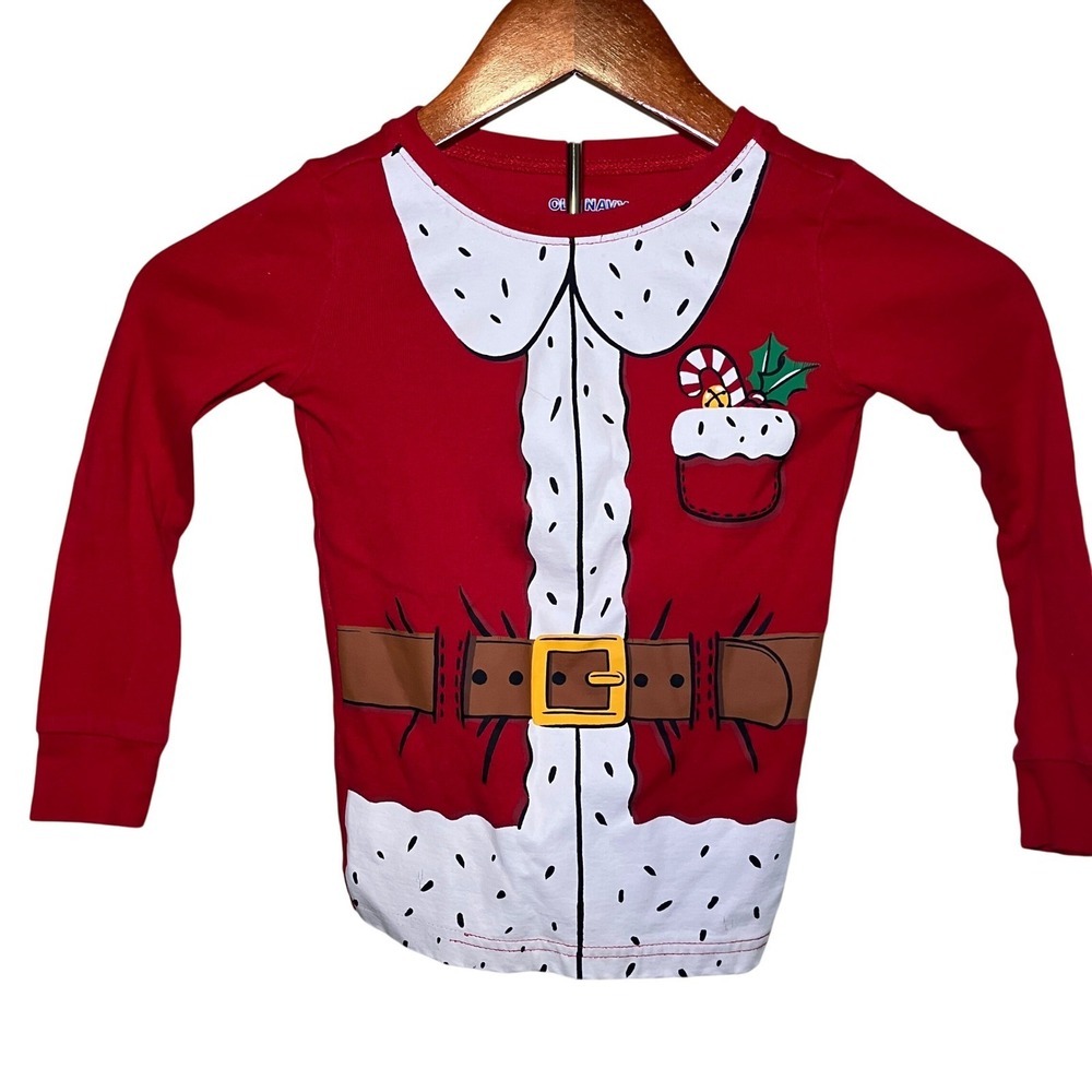 Kids Old Navy Size 5T Santa Suit Long Sleeve Shirt Christmas Pajama Top - Picture 2 of 6